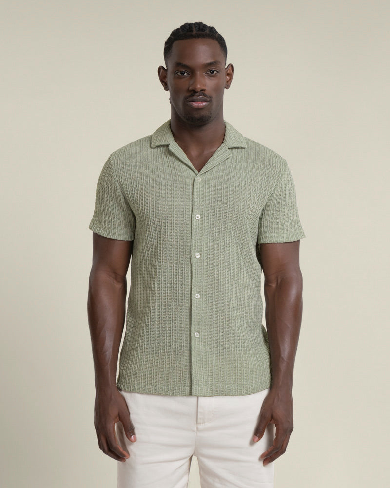 Peder - Crochet Jacquard Short Sleeve Shirt