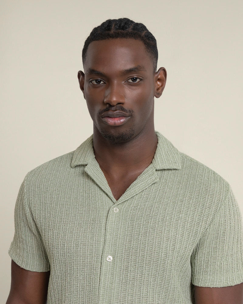 Peder - Crochet Jacquard Short Sleeve Shirt