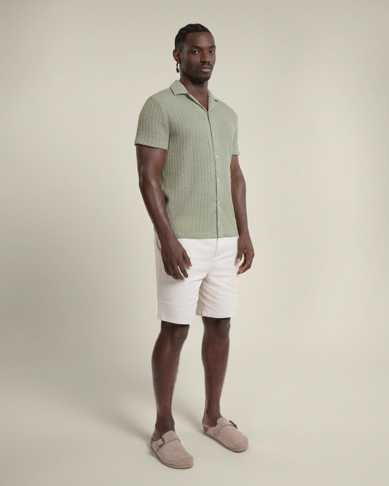 Peder - Crochet Jacquard Short Sleeve Shirt