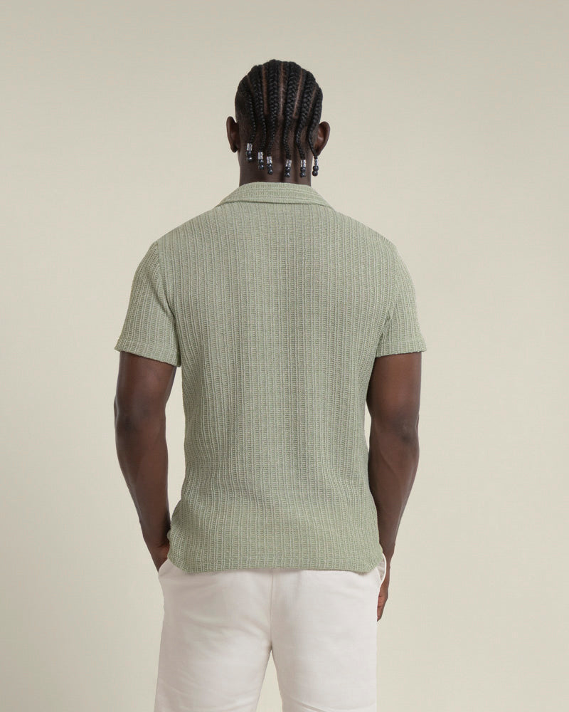 Peder - Crochet Jacquard Short Sleeve Shirt