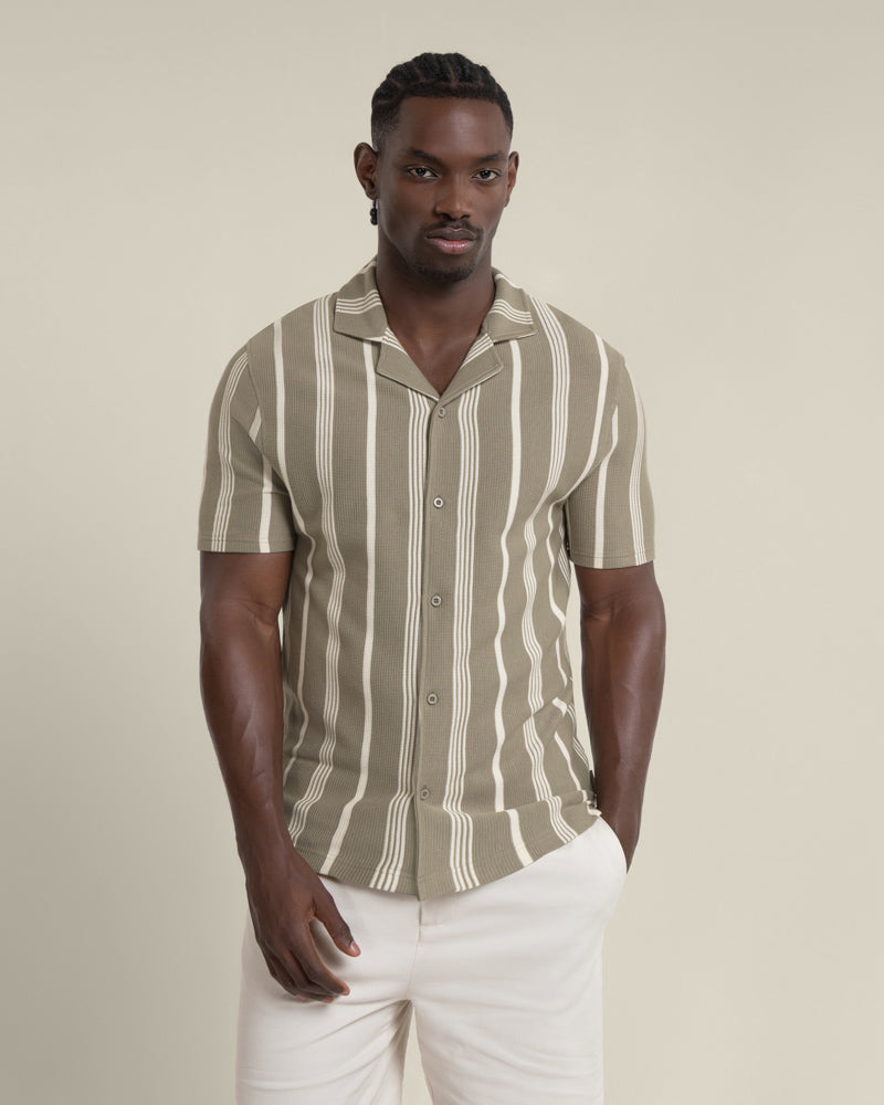 Hannes - Waffle Stripe Short Sleeve Shirt