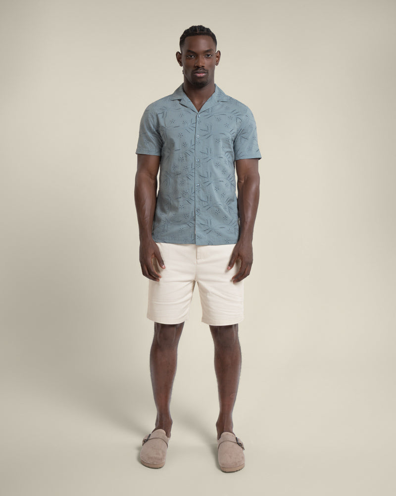 Daan - Floral Embossed Short Sleeve Shirt