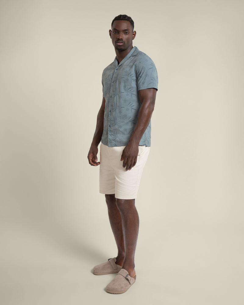 Daan - Floral Embossed Short Sleeve Shirt