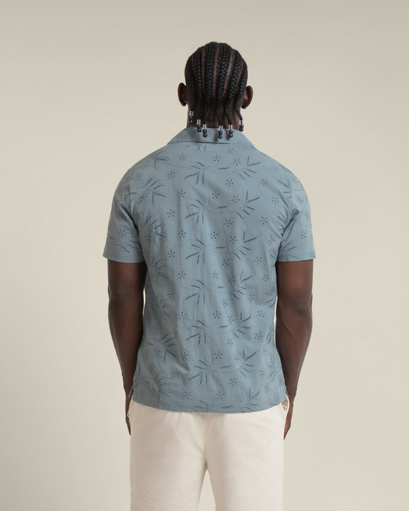 Daan - Floral Embossed Short Sleeve Shirt