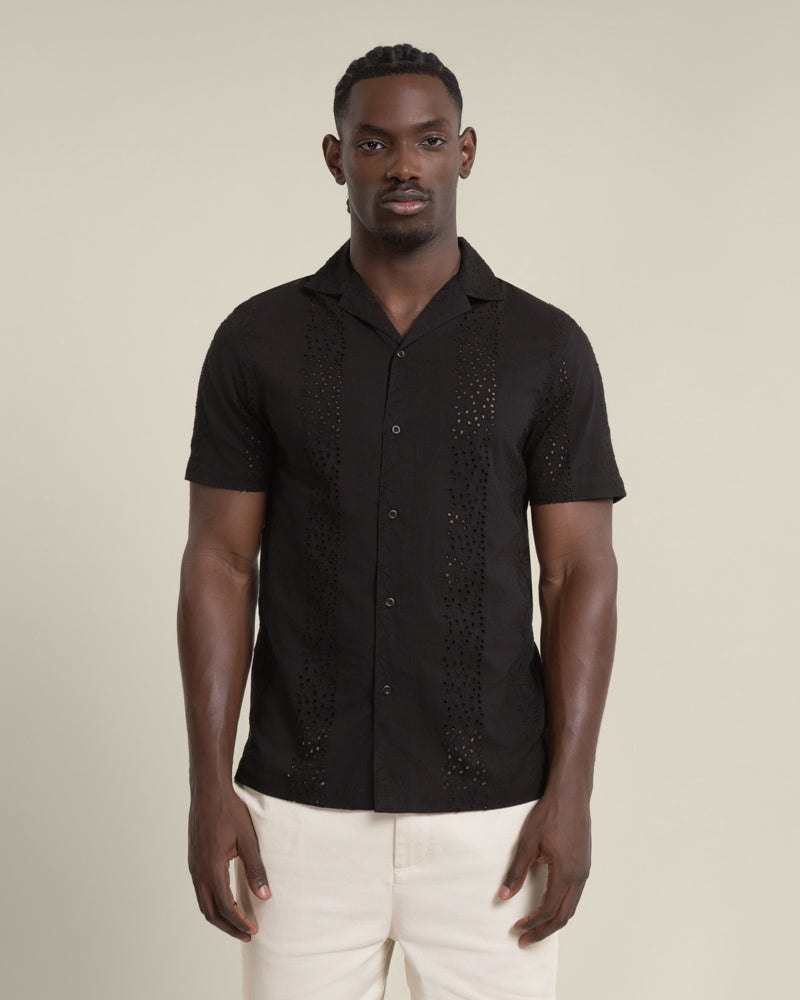 Kari - Leaf Embossed Short Sleeve Shirt
