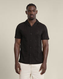 Kari - Leaf Embossed Short Sleeve Shirt