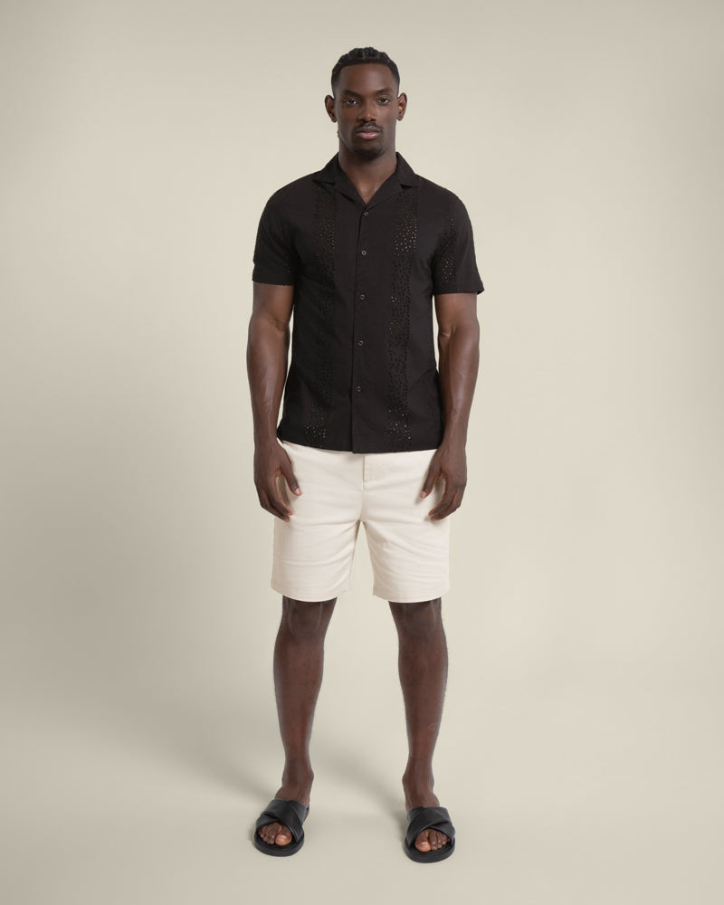 Kari - Leaf Embossed Short Sleeve Shirt