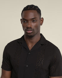 Kari - Leaf Embossed Short Sleeve Shirt