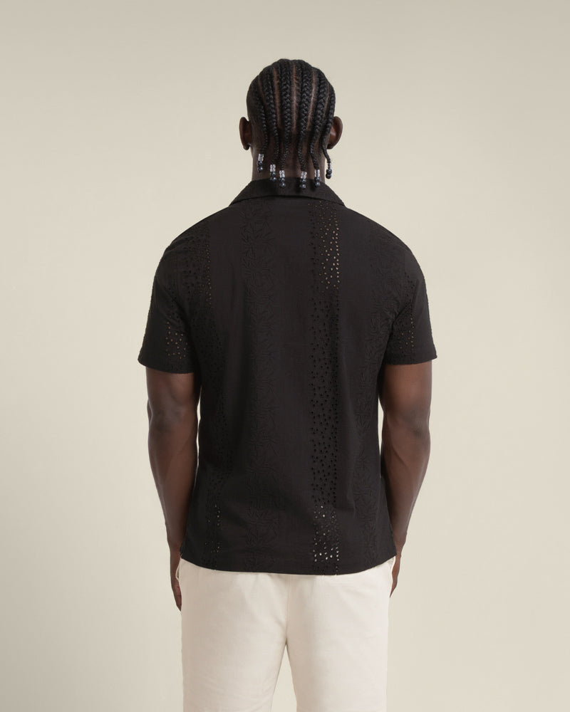 Kari - Leaf Embossed Short Sleeve Shirt