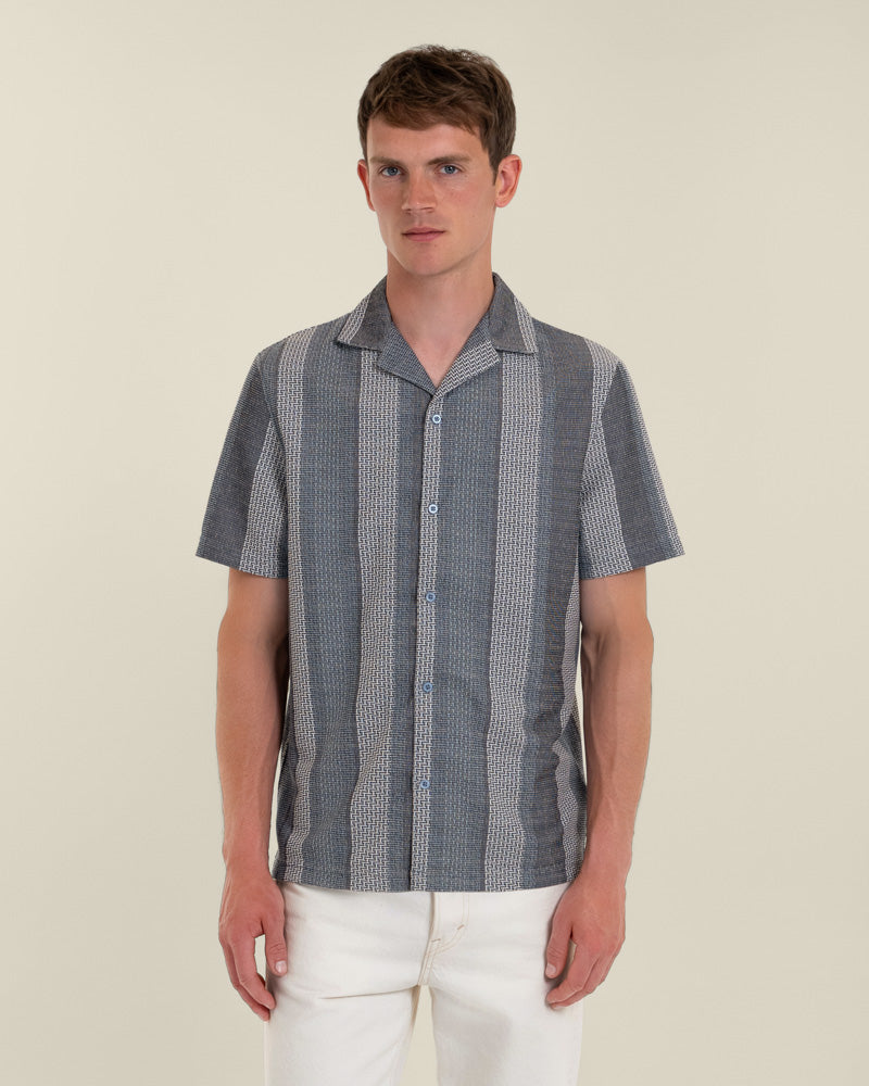 Janne - Jacquard Stripe Short Sleeve Shirt