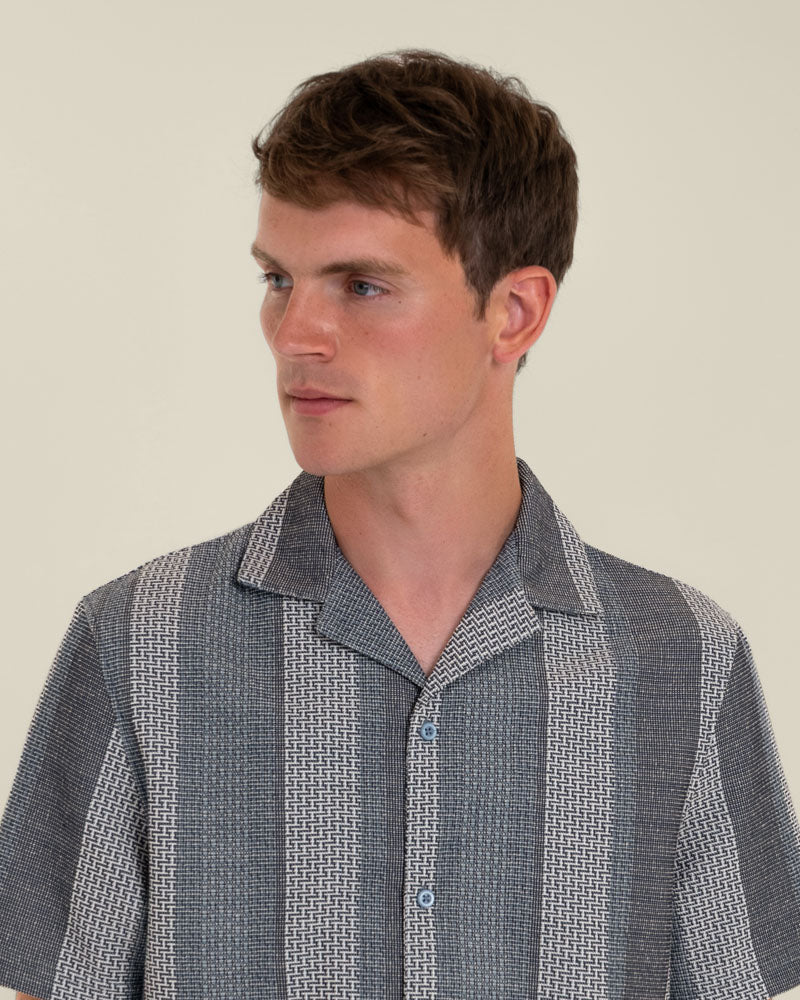 Janne - Jacquard Stripe Short Sleeve Shirt