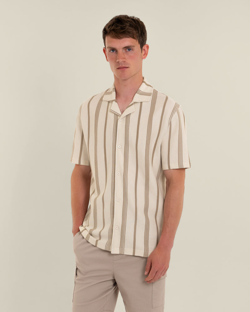 Hannes - Waffle Stripe Short Sleeve Shirt
