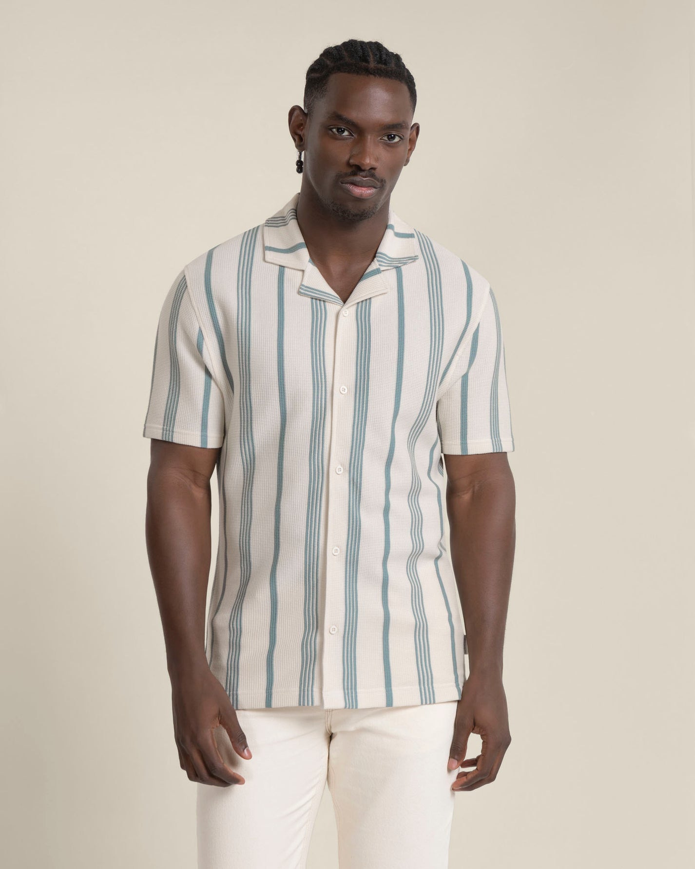 Hannes - Waffle Stripe Short Sleeve Shirt