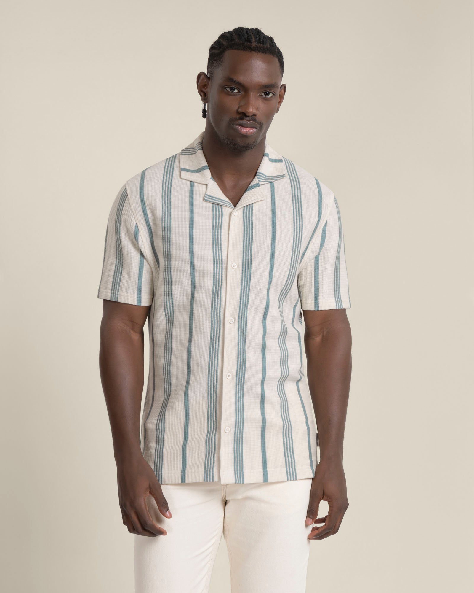 Hannes - Waffle Stripe Short Sleeve Shirt