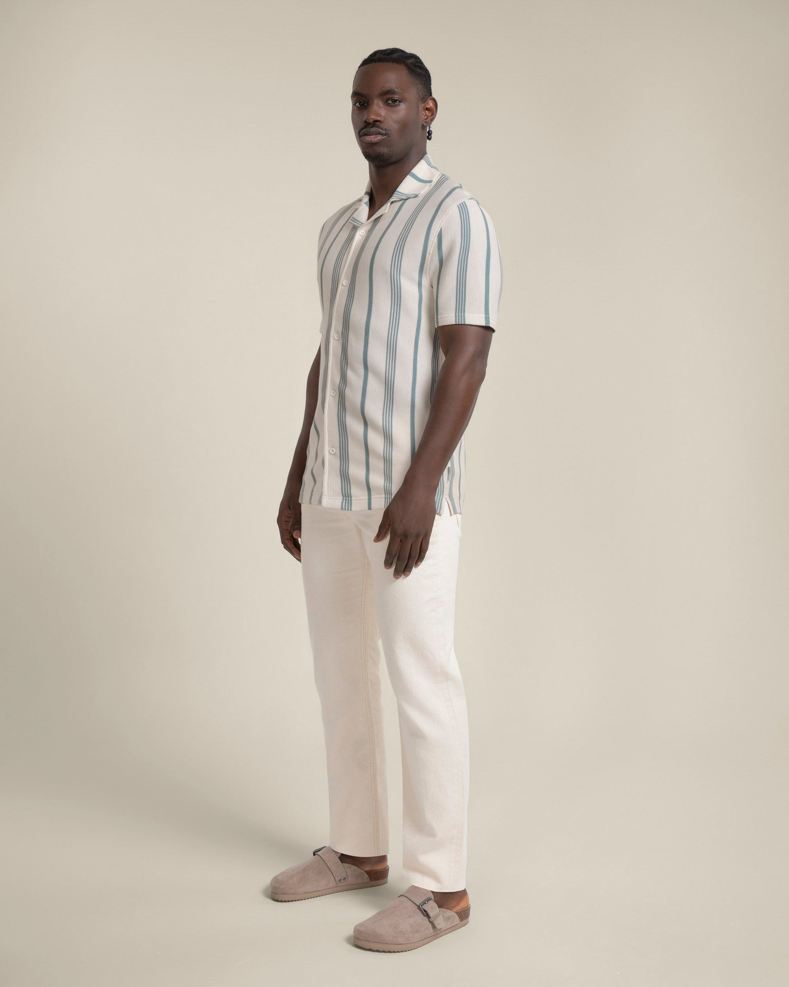 Hannes - Waffle Stripe Short Sleeve Shirt