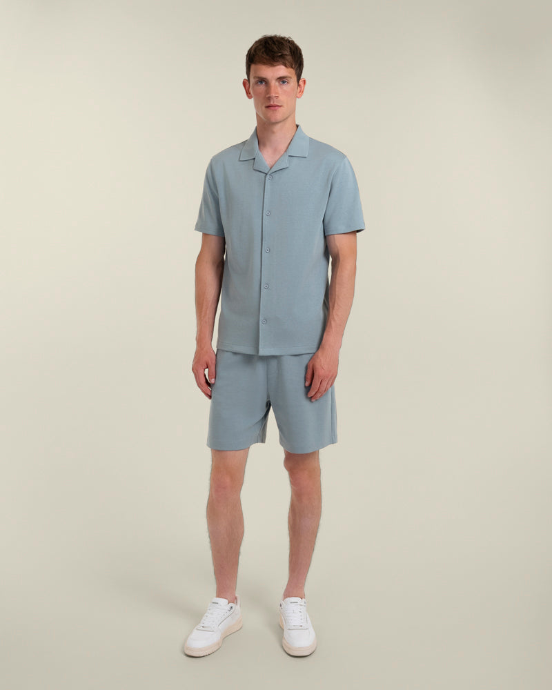 Sven – Soft-Touch Jersey Short Sleeve Shirt &amp; Short Set Light Blue