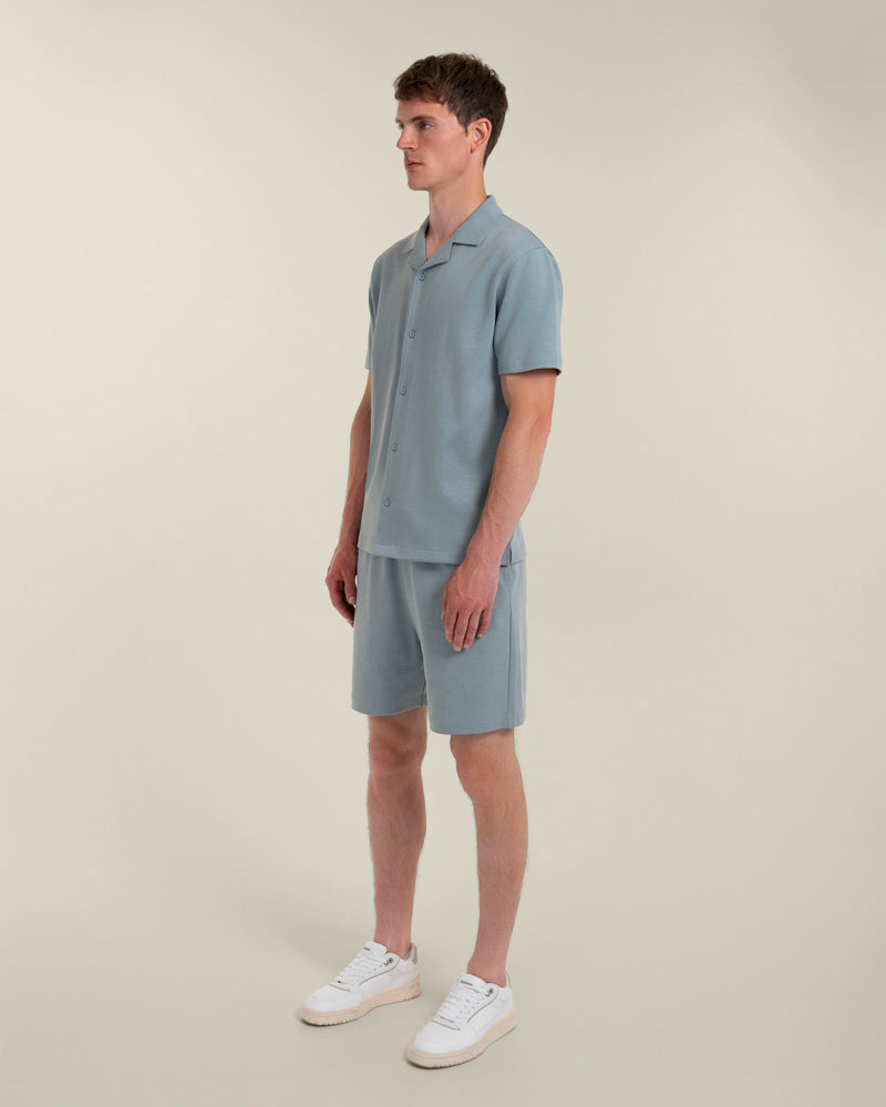 Sven – Soft-Touch Jersey Short Sleeve Shirt &amp; Short Set Light Blue