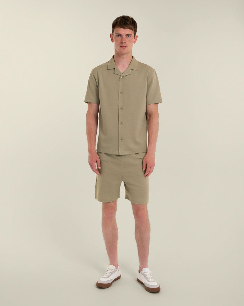 Sven – Soft-Touch Jersey Short Sleeve Shirt &amp; Short Set Light Brown