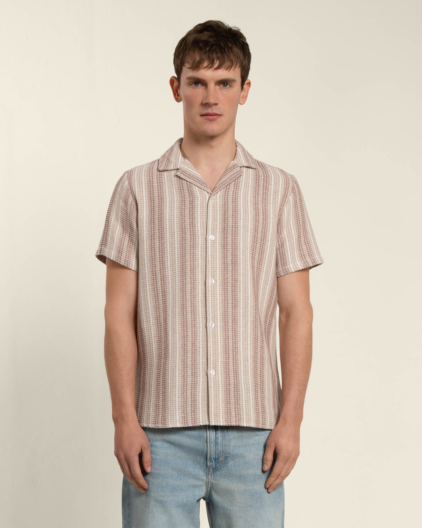 Textured Stripe Short Sleeve Shirt