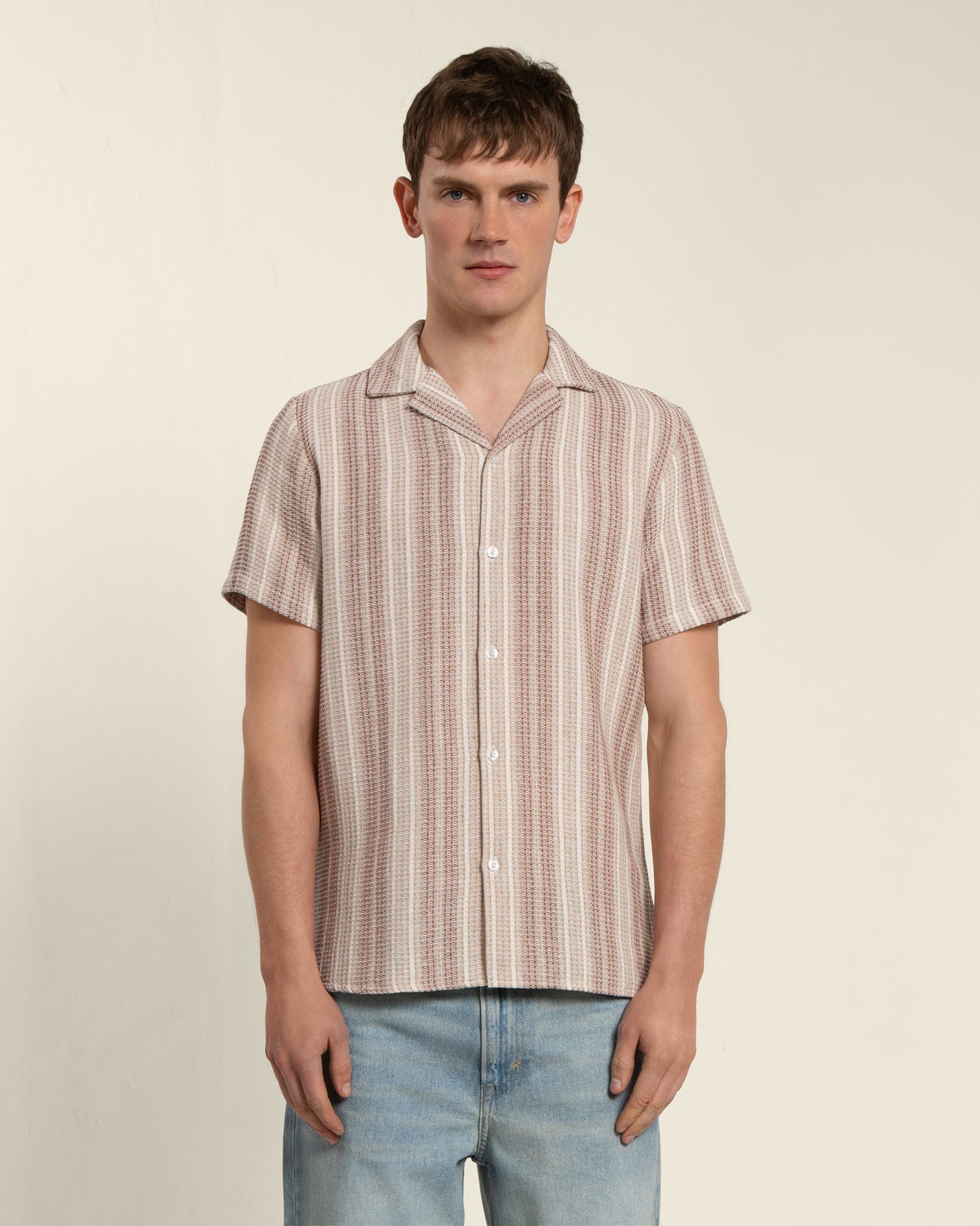 Textured Stripe Short Sleeve Shirt