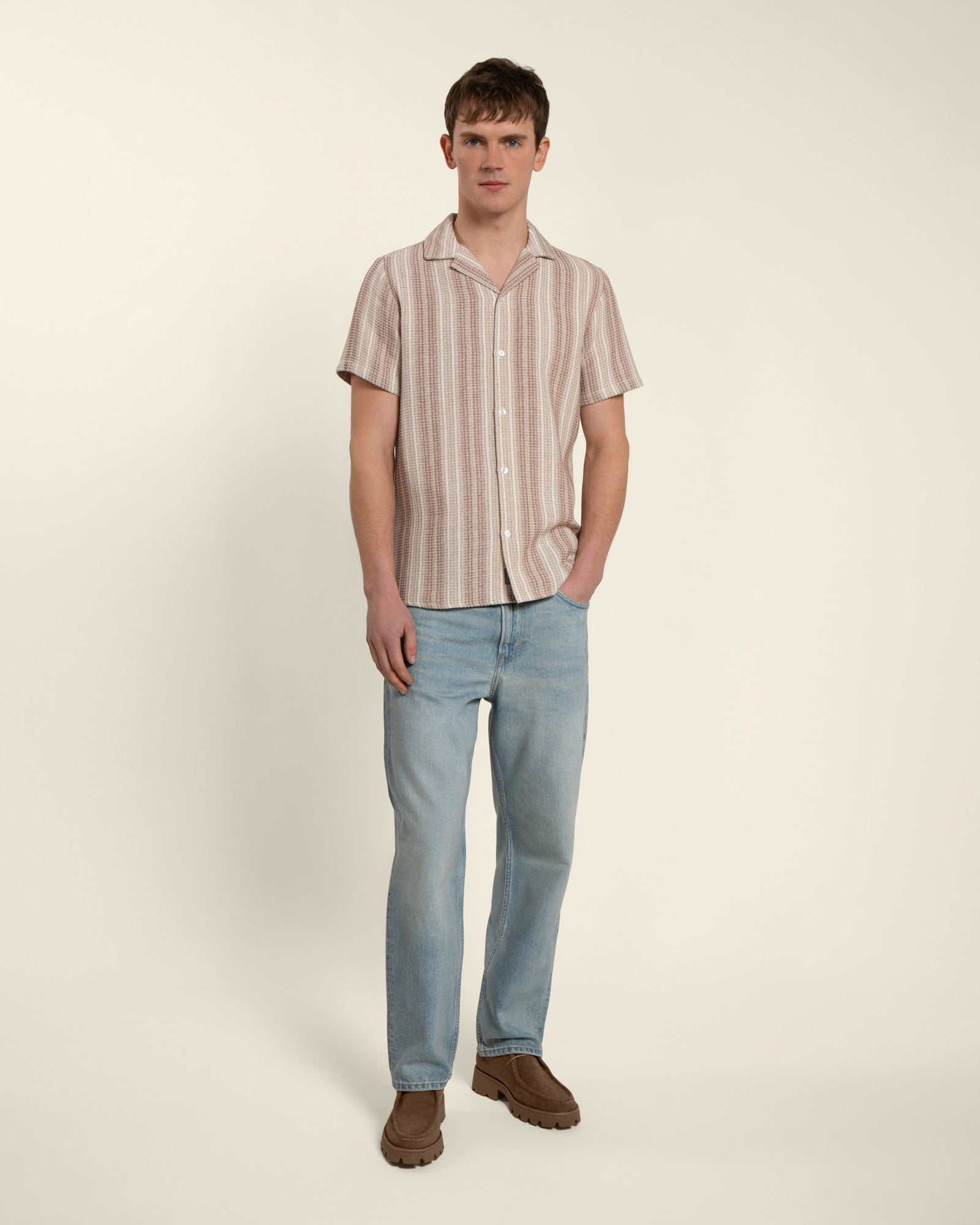 Textured Stripe Short Sleeve Shirt