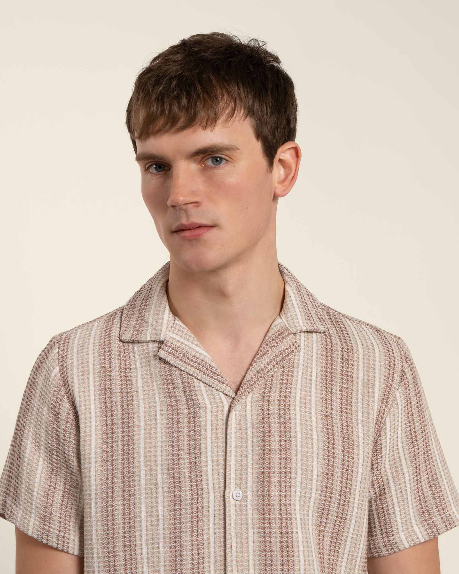 Textured Stripe Short Sleeve Shirt