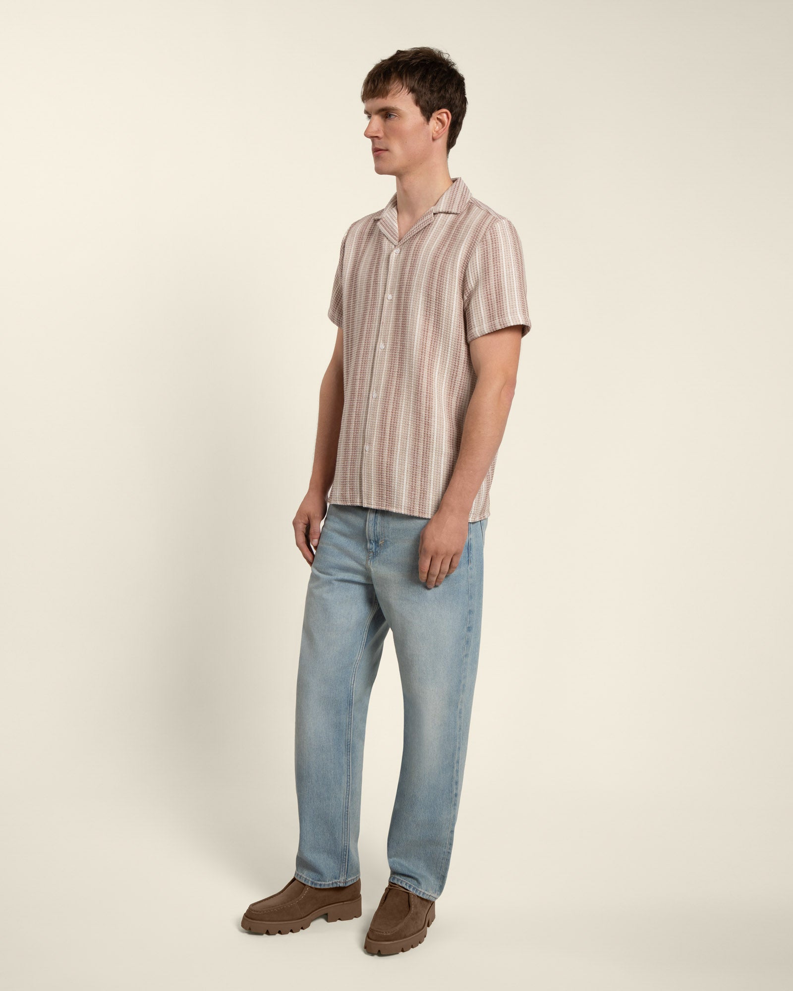 Textured Stripe Short Sleeve Shirt