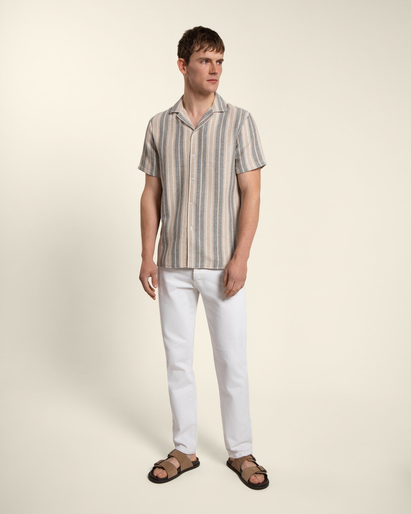 Textured Stripe Short Sleeve Shirt