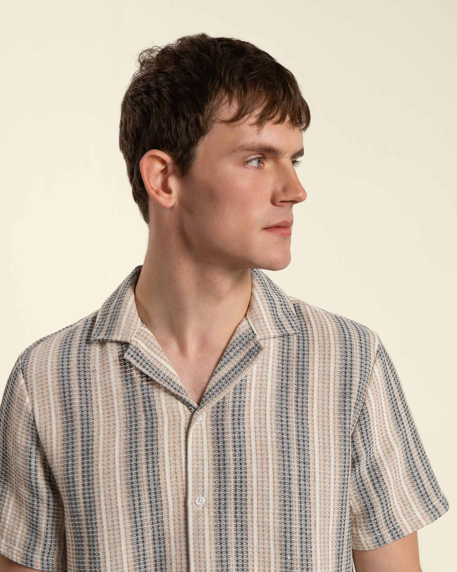 Textured Stripe Short Sleeve Shirt