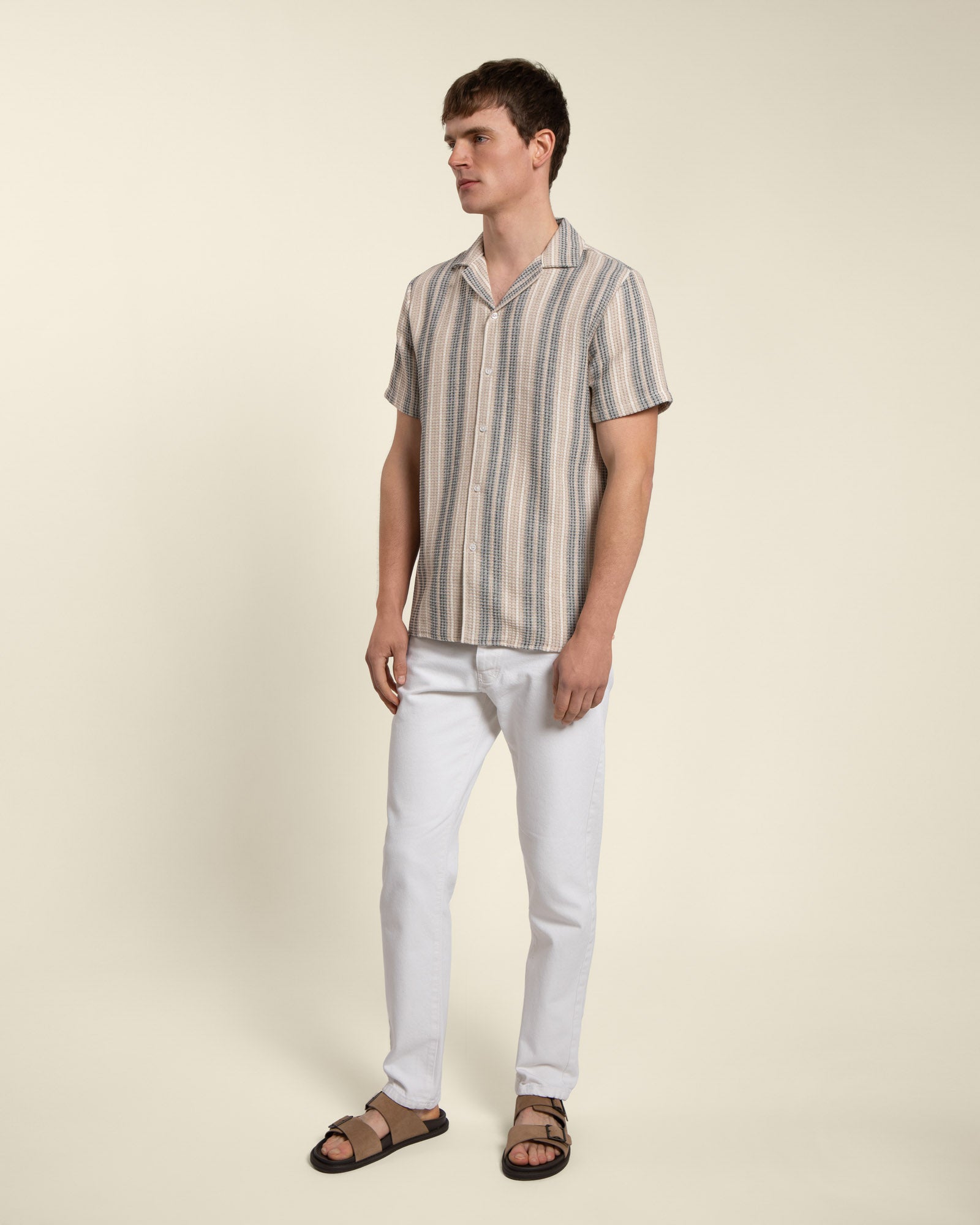 Textured Stripe Short Sleeve Shirt
