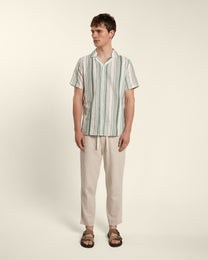 Green Striped Short Sleeve Shirt