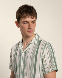 Green Striped Short Sleeve Shirt