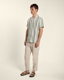 Green Striped Short Sleeve Shirt