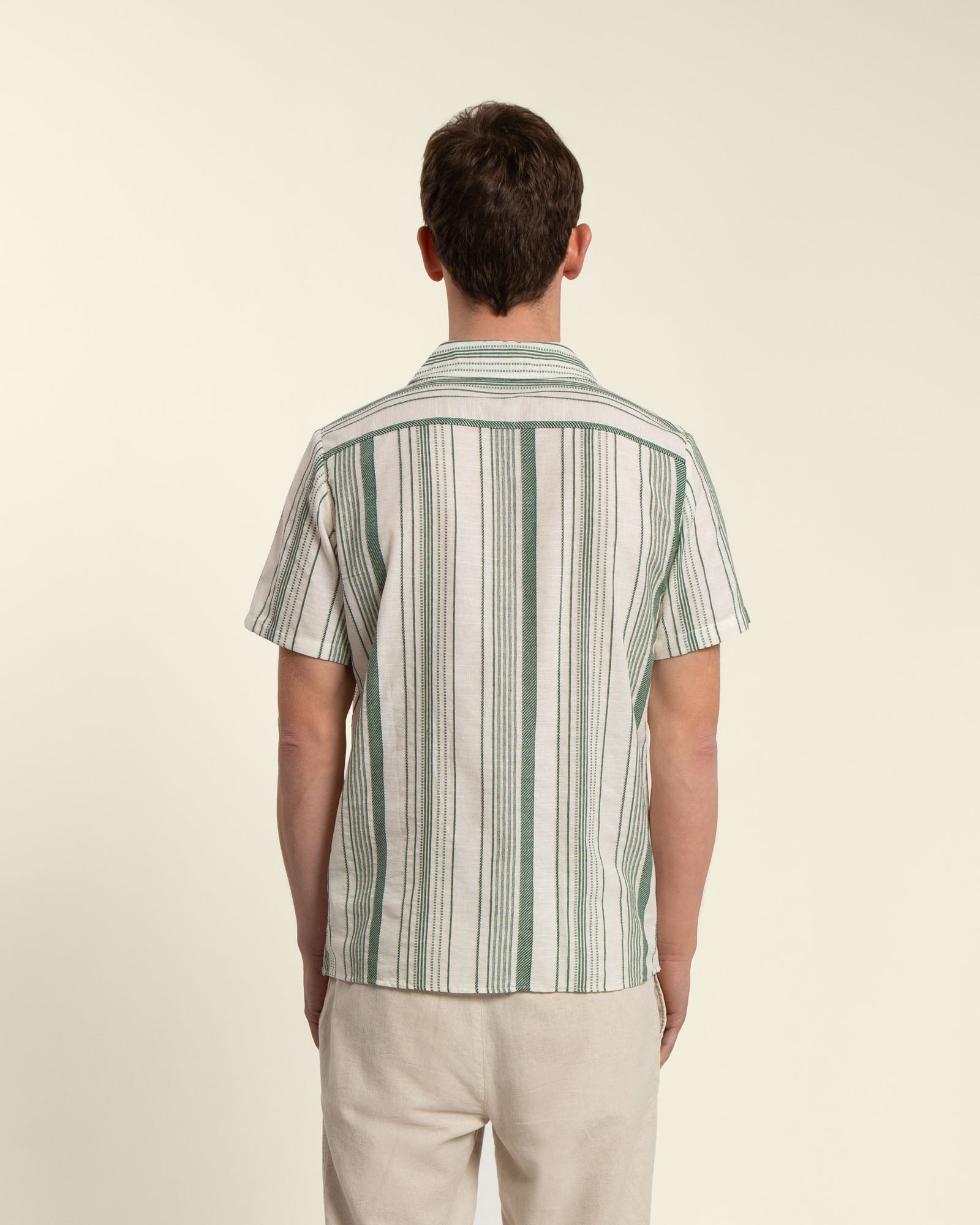 Green Striped Short Sleeve Shirt