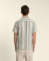 Green Striped Short Sleeve Shirt