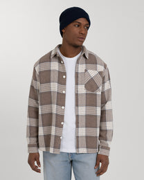 Light Brown &amp; Cream Check Overshirt