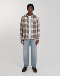 Light Brown &amp; Cream Check Overshirt