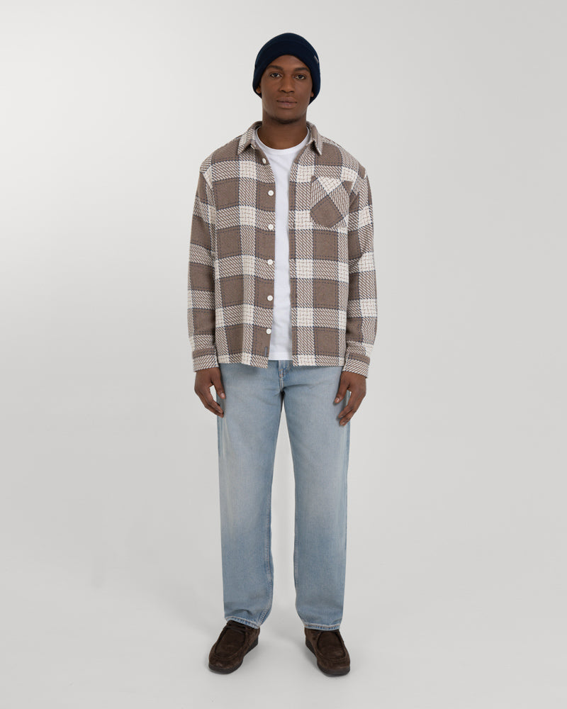 Light Brown &amp; Cream Check Overshirt