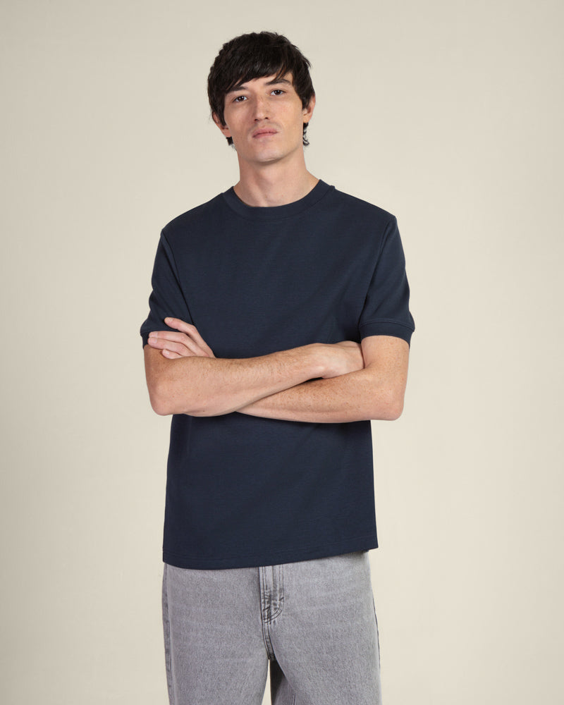 Heavy T-Shirt With Ribbed Details