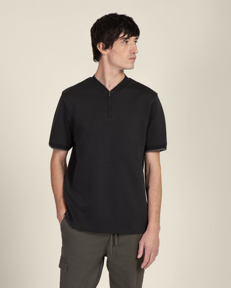 Heavy T-Shirt With Baseball Collar