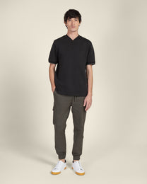 Heavy T-Shirt With Baseball Collar