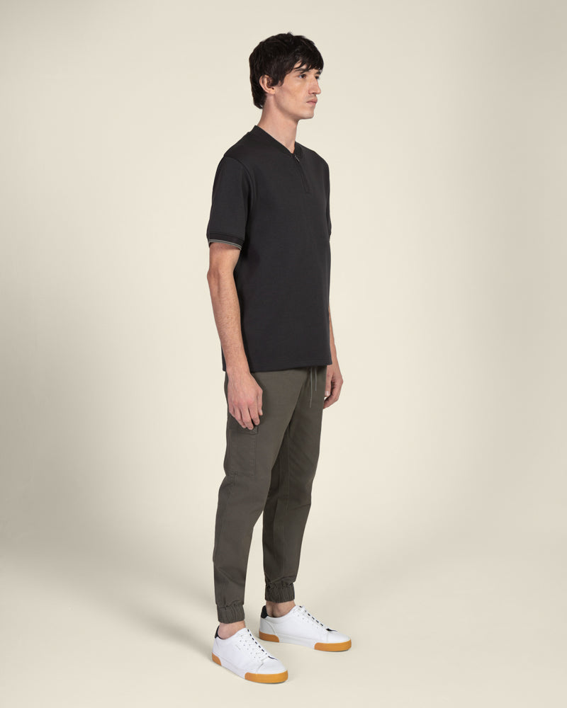 Heavy T-Shirt With Baseball Collar