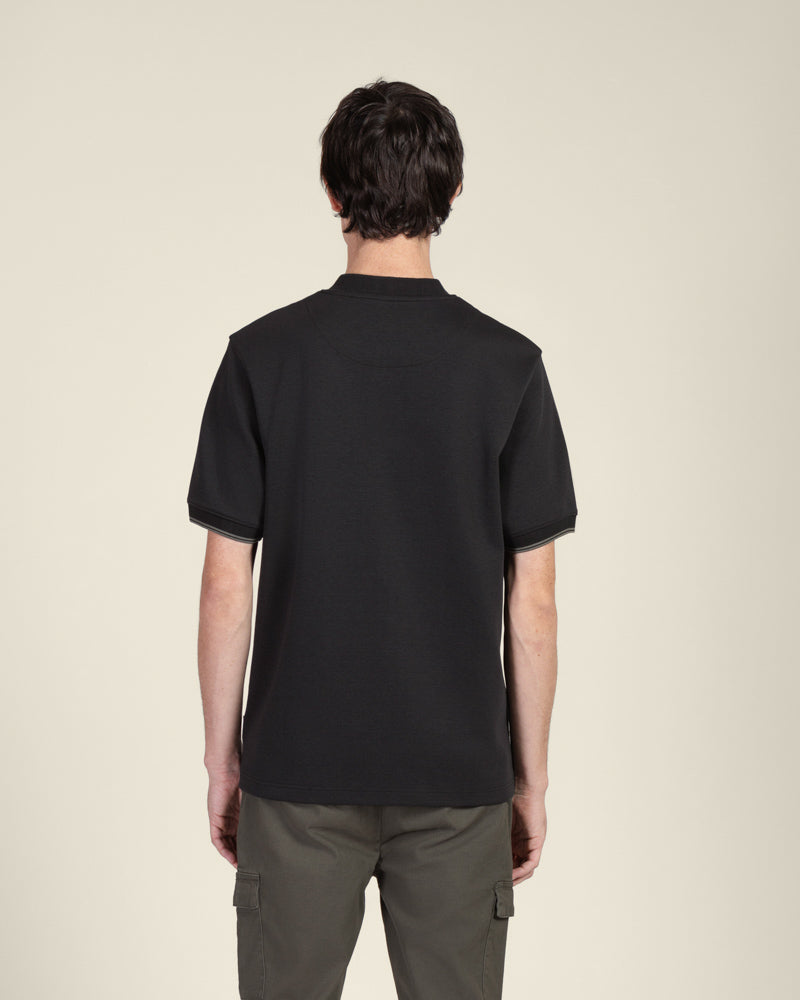 Heavy T-Shirt With Baseball Collar