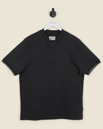 Heavy T-Shirt With Baseball Collar