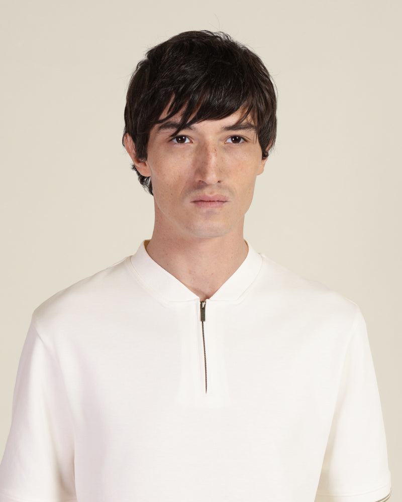Heavy T-Shirt With Baseball Collar