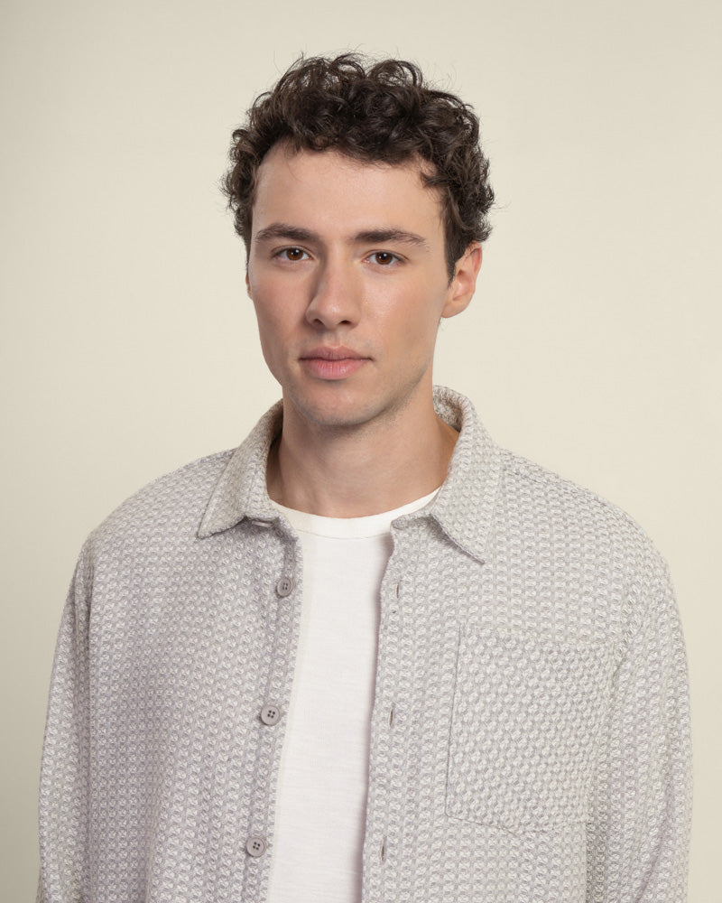 Grey Textured Overshirt