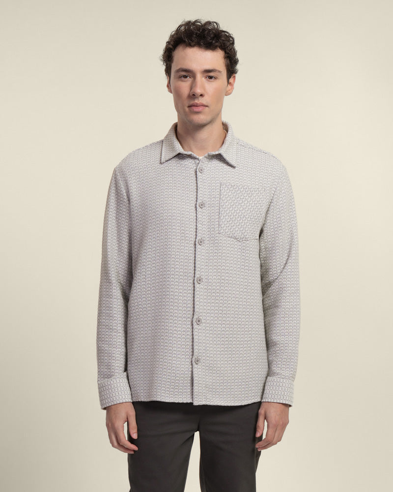 Grey Textured Overshirt