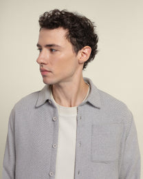 Grey Twill Textured Overshirt