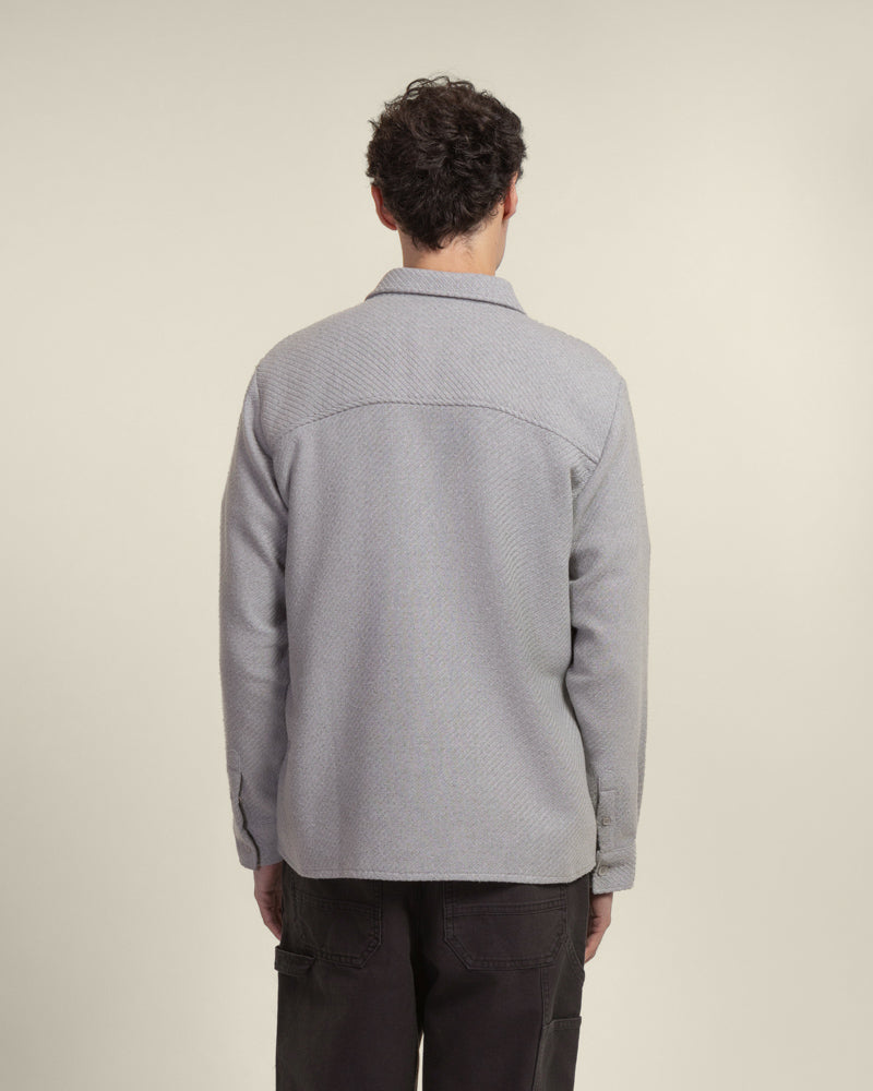 Grey Twill Textured Overshirt