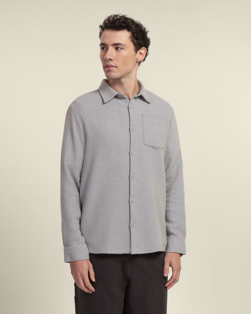 Grey Twill Textured Overshirt